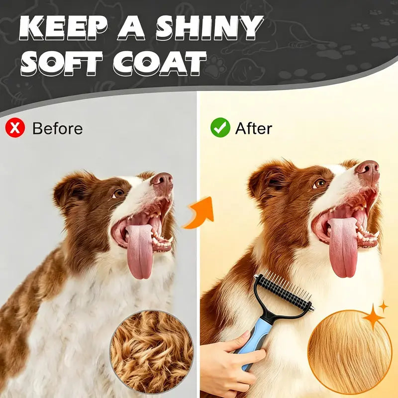 3-Piece Stainless Steel Pet Grooming Comb Set – Detangling, Undercoat & Face Combs