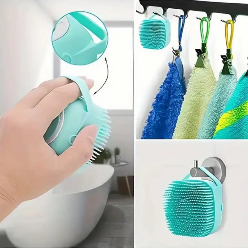 2-in-1 Silicone Pet Bath Brush – Soft Bristles, Shampoo Dispenser & Massage for Dogs & Cats
