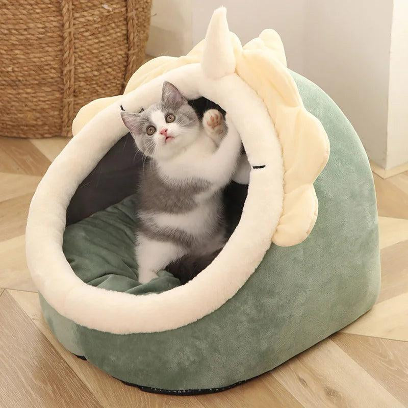 Cozy Deep-Sleep Cat & Small Dog Bed – Foldable, Removable & Washable