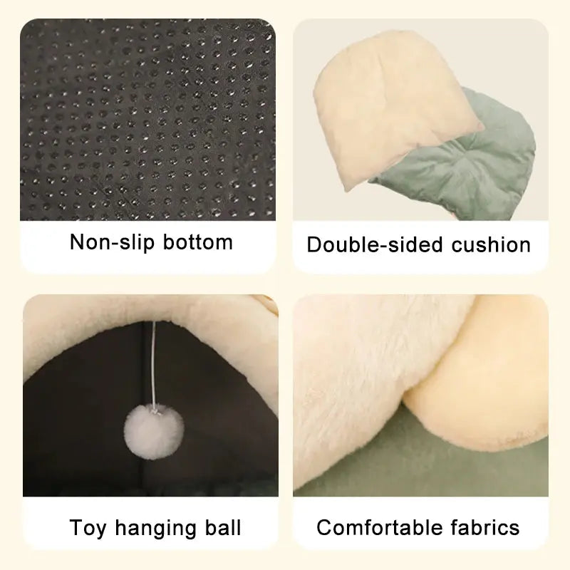 Cozy Deep-Sleep Cat & Small Dog Bed – Foldable, Removable & Washable