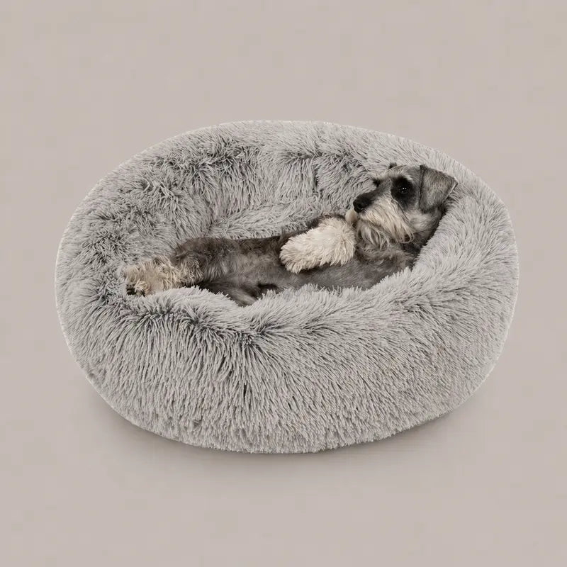 Donut Cuddler Pet Bed – Self-Warming Faux Fur Bed for Dogs & Cats