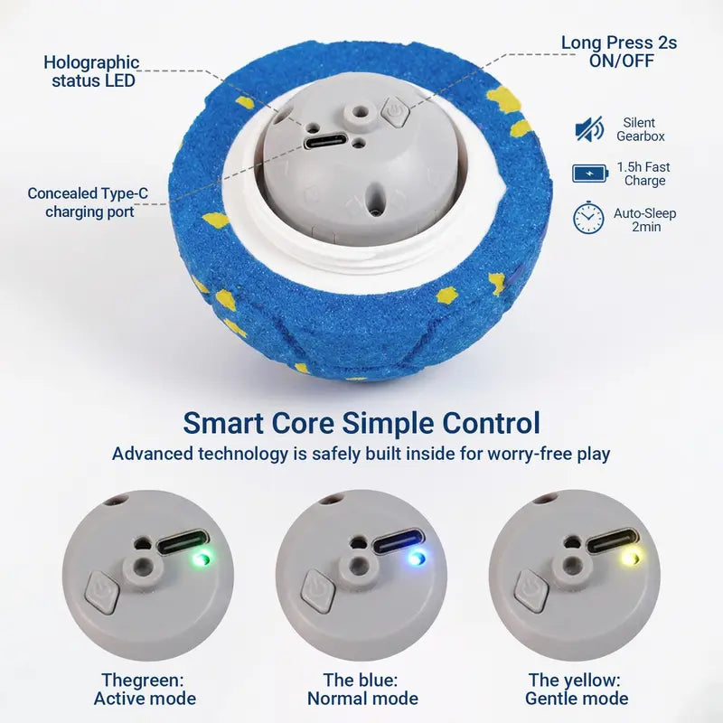 Motion-Activated Smart Moving Dog Ball – USB Rechargeable & Quiet