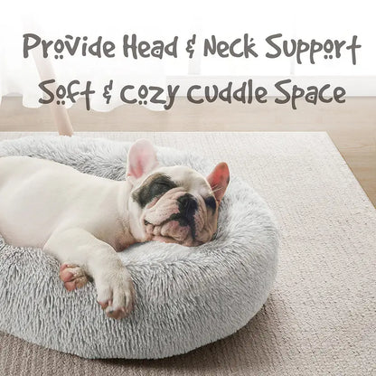 Donut Cuddler Pet Bed – Self-Warming Faux Fur Bed for Dogs & Cats