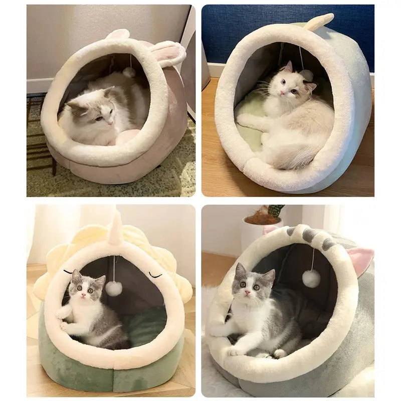 Cozy Deep-Sleep Cat & Small Dog Bed – Foldable, Removable & Washable