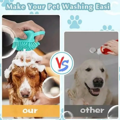 2-in-1 Silicone Pet Bath Brush – Soft Bristles, Shampoo Dispenser & Massage for Dogs & Cats