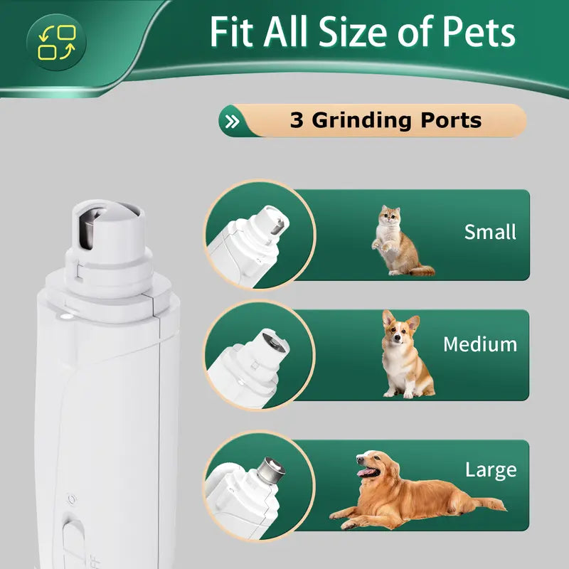 Rechargeable Pet Nail Grinder – Ultra-Quiet Electric Nail Trimmer for Dogs & Cats