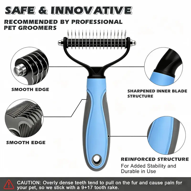 3-Piece Stainless Steel Pet Grooming Comb Set – Detangling, Undercoat & Face Combs