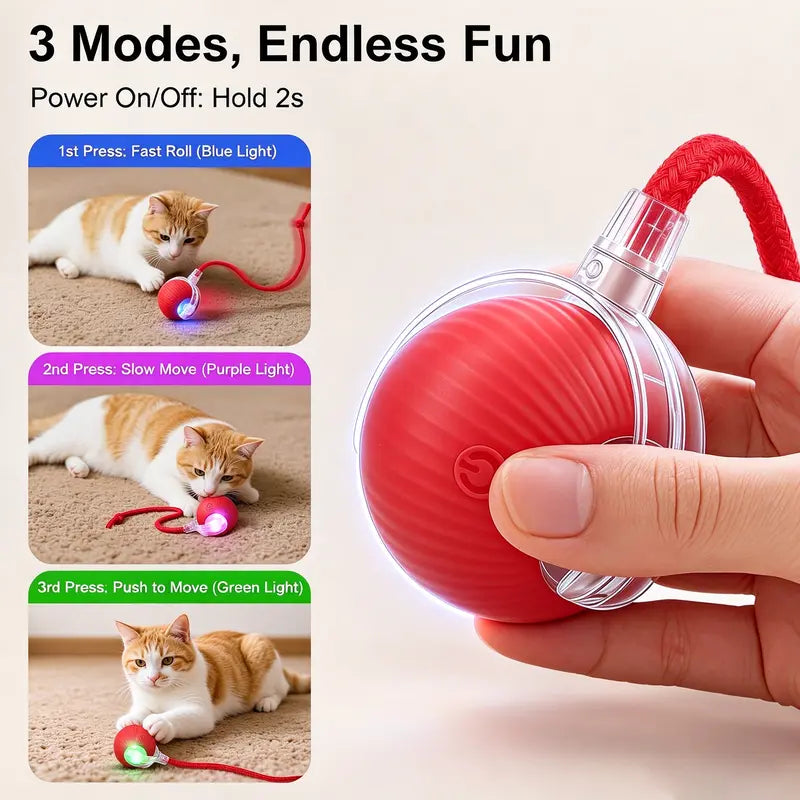 Interactive Smart Rolling Cat Ball – USB Rechargeable, Light-Up & Quiet