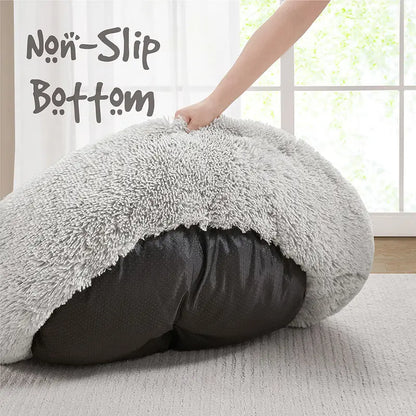 Donut Cuddler Pet Bed – Self-Warming Faux Fur Bed for Dogs & Cats