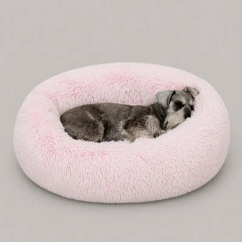Donut Cuddler Pet Bed – Self-Warming Faux Fur Bed for Dogs & Cats