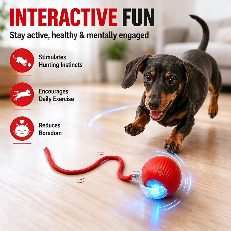 Interactive Smart Rolling Cat Ball – USB Rechargeable, Light-Up & Quiet