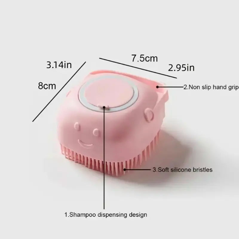 2-in-1 Silicone Pet Bath Brush – Soft Bristles, Shampoo Dispenser & Massage for Dogs & Cats