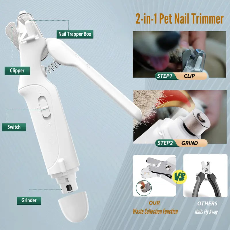 Rechargeable Pet Nail Grinder – Ultra-Quiet Electric Nail Trimmer for Dogs & Cats