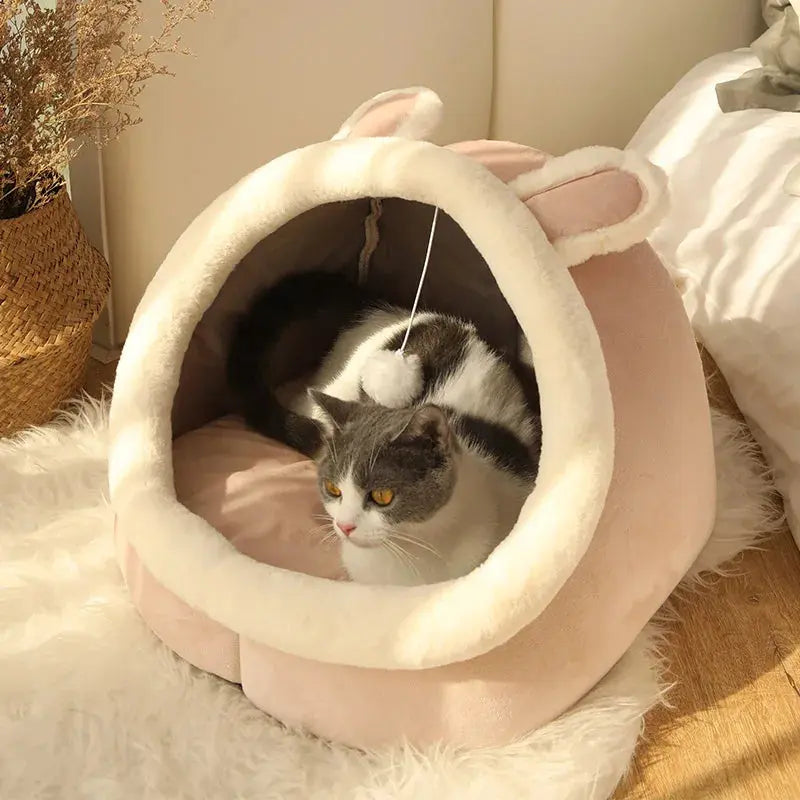 Cozy Deep-Sleep Cat & Small Dog Bed – Foldable, Removable & Washable