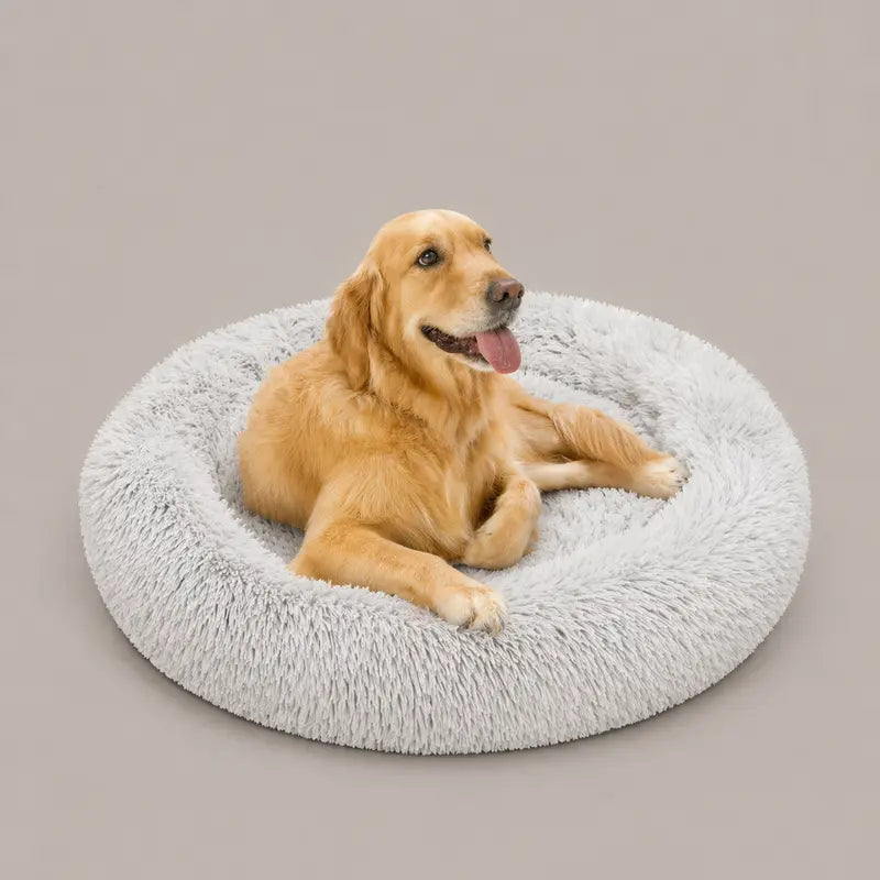 Donut Cuddler Pet Bed – Self-Warming Faux Fur Bed for Dogs & Cats