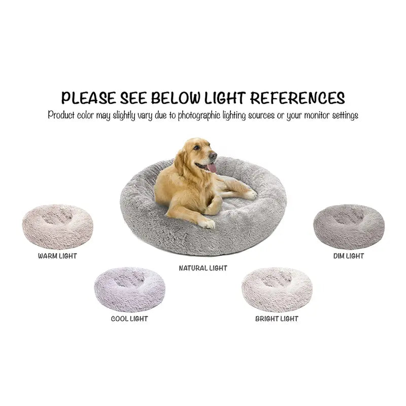 Donut Cuddler Pet Bed – Self-Warming Faux Fur Bed for Dogs & Cats