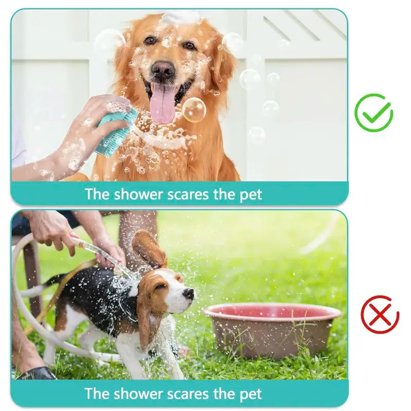 2-in-1 Silicone Pet Bath Brush – Soft Bristles, Shampoo Dispenser & Massage for Dogs & Cats