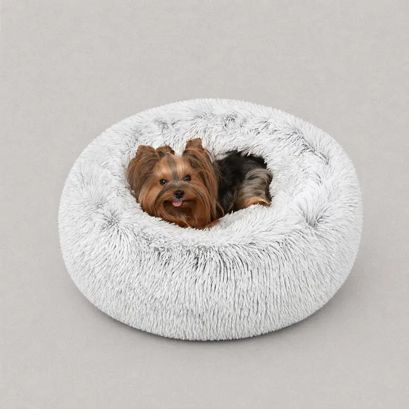 Donut Cuddler Pet Bed – Self-Warming Faux Fur Bed for Dogs & Cats